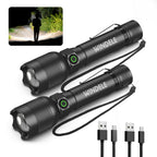 WINDELE Rechargeable LED Flashlights High Lumens, Metal Flashlights for Outdoor (2 Pack)