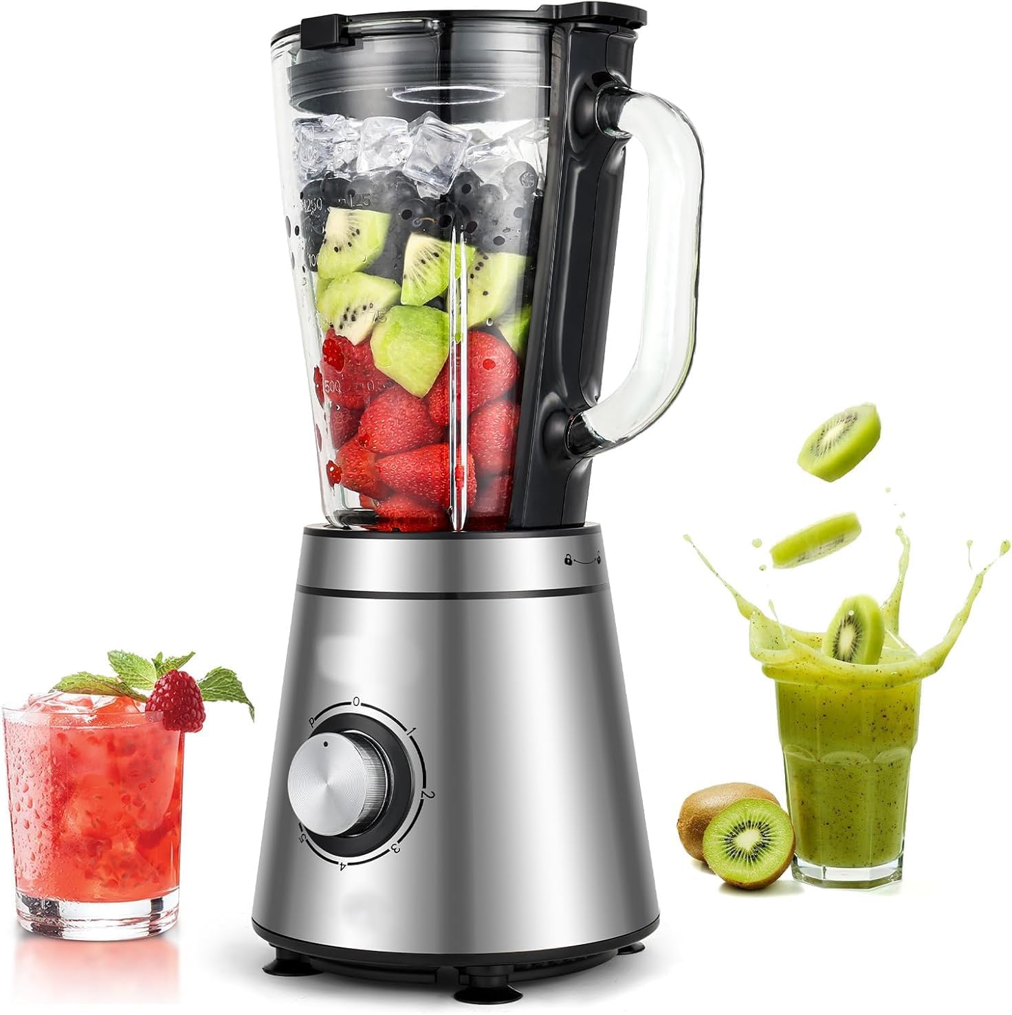Blenders for Kitchen,Glass Blender for Shakes and Smoothies,crush ice,51oz Glass Jar,Simple Speed Dial
