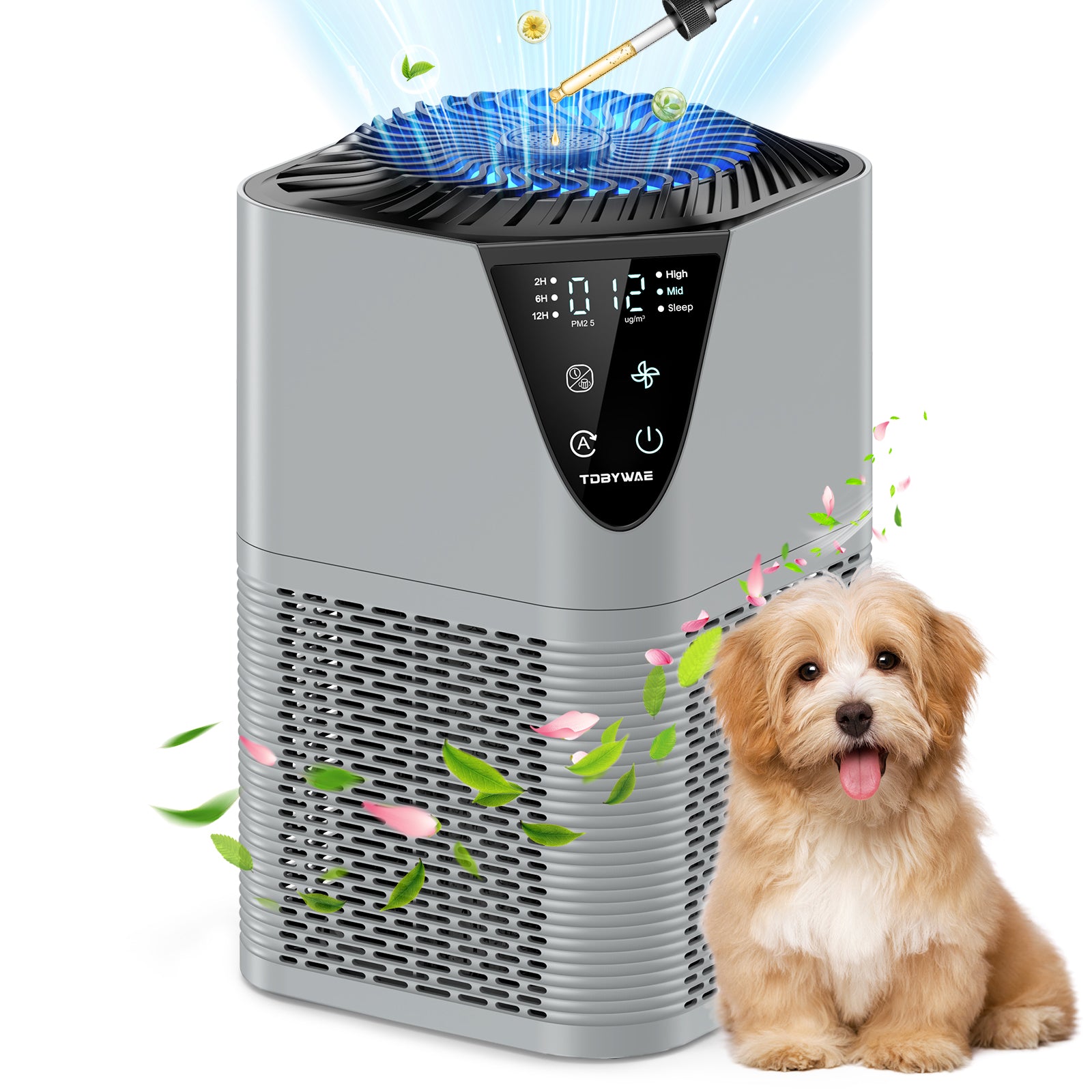 Air Purifiers for Home Large Room up to 1750 Sq Ft, H13 True HEPA Filter Air Purifiers for Bedroom, 25dB Quiet with Fragrance Diffuser for Home, Bedroom, Office (Gray)