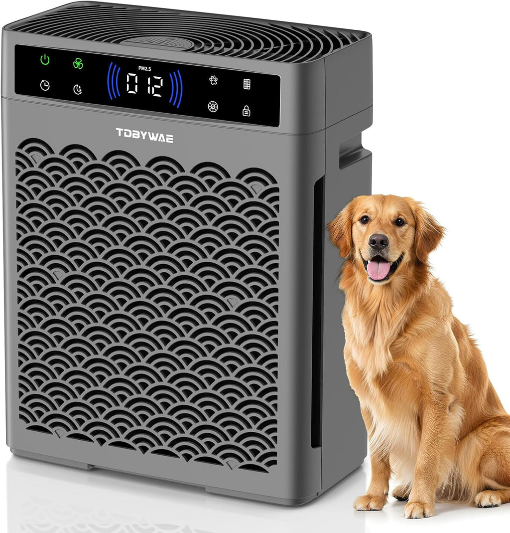 Air Purifiers for Home Large Room, Cover Up to 3000 Ft² with Air Quality Monitor and Timer, HEPA Filter Air Purifier for Bedroom with Fragrance, Air Cleaner for Dorm Room, Office - Grey