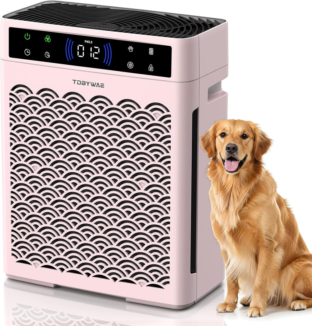 Air Purifiers for Home, Large Room up to 3000 Ft², HEPA Air Purifier for Home Pets with Filter, Air Quality Sensor, Timer, Air Cleaner for Bedroom, Dorm Room, Pet Hair, Office - Pink