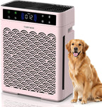 Air Purifiers for Home, Large Room up to 3000 Ft², HEPA Air Purifier for Home Pets with Filter, Air Quality Sensor, Timer, Air Cleaner for Bedroom, Dorm Room, Pet Hair, Office - Pink