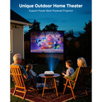 WINDELE 5G WIFI Bluetooth Projector with Screen,USB-C Power Bank Powered Projector for Outdoor,16oz