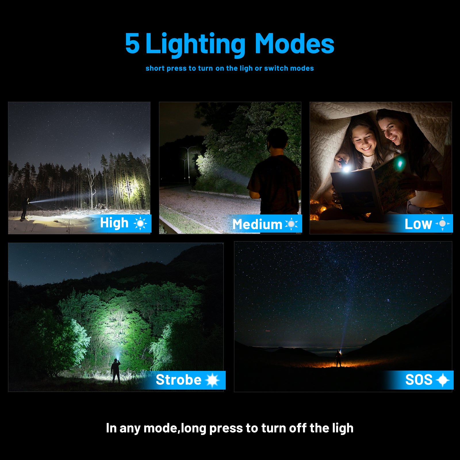 WINDELE Rechargeable LED Flashlights High Lumens, Metal Flashlights for Outdoor (2 Pack)