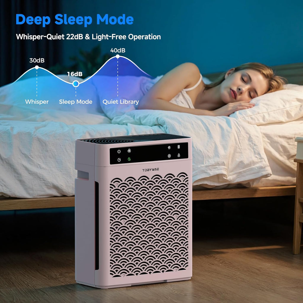 Air Purifiers for Home, Large Room up to 3000 Ft², HEPA Air Purifier for Home Pets with Filter, Air Quality Sensor, Timer, Air Cleaner for Bedroom, Dorm Room, Pet Hair, Office - Pink