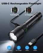 Oldtan Rechargeable Flashlights with High Lumens, Mini Metal Flashlights for Outdoor,2 Pack (Black)