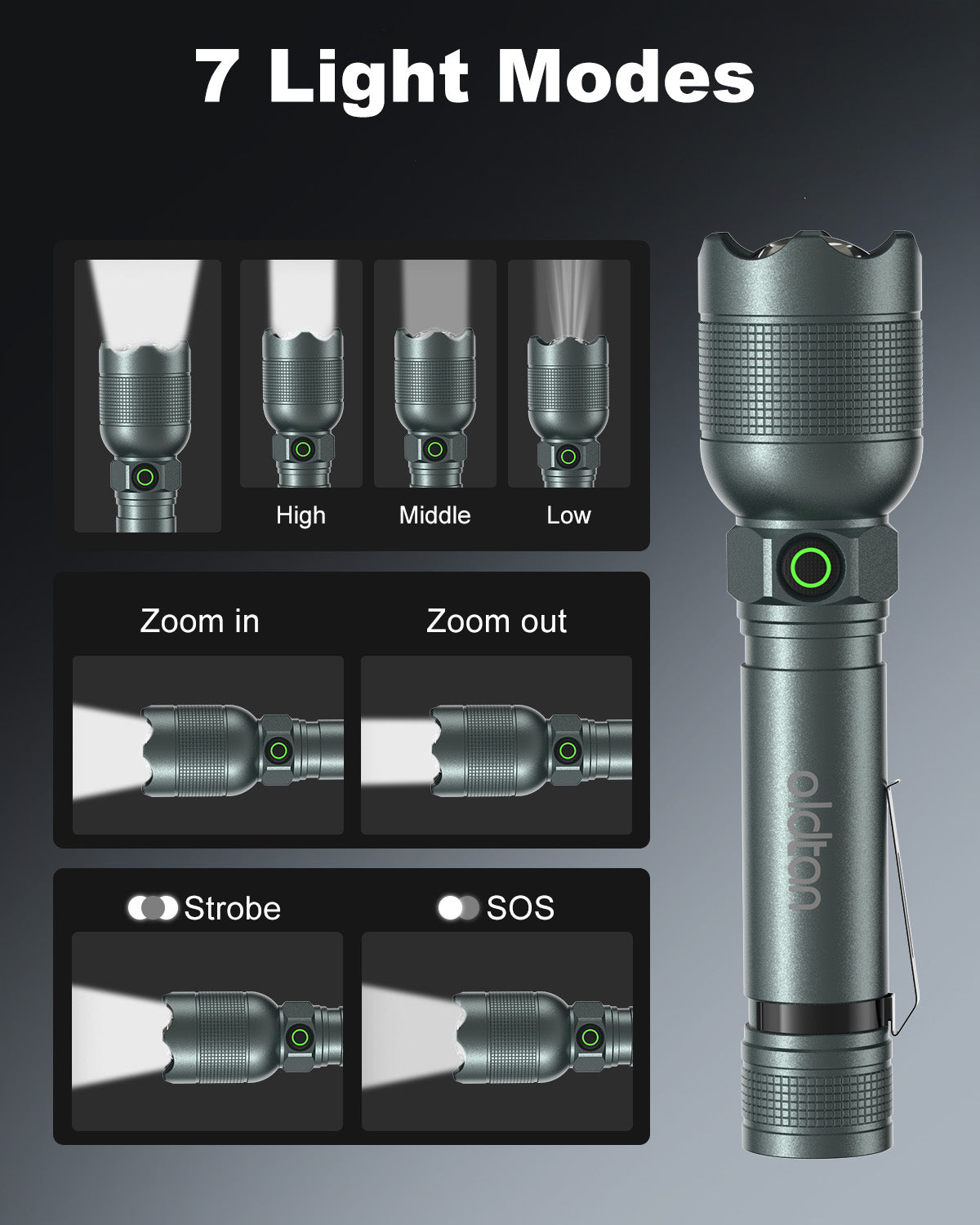 Oldtan Rechargeable Flashlights with High Lumens, Mini Metal Flashlights for Outdoor,2 Pack (Silver)