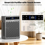 Air Purifiers for Home Large Room, Cover Up to 3000 Ft² with Air Quality Monitor and Timer, HEPA Filter Air Purifier for Bedroom with Fragrance, Air Cleaner for Dorm Room, Office - Grey
