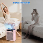 Air Purifiers for Home, Large Room up to 3000 Ft², HEPA Air Purifier for Home Pets with Filter, Air Quality Sensor, Timer, Air Cleaner for Bedroom, Dorm Room, Pet Hair, Office - Pink