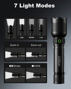 Oldtan Rechargeable Flashlights with High Lumens, Mini Metal Flashlights for Outdoor,2 Pack (Black)