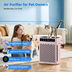 Air Purifiers for Home, Large Room up to 3000 Ft², HEPA Air Purifier for Home Pets with Filter, Air Quality Sensor, Timer, Air Cleaner for Bedroom, Dorm Room, Pet Hair, Office - Pink