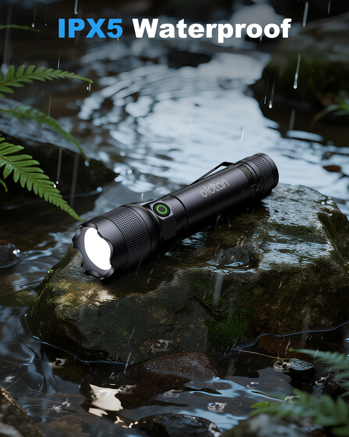 Oldtan Rechargeable Flashlights with High Lumens, Mini Metal Flashlights for Outdoor,2 Pack (Black)