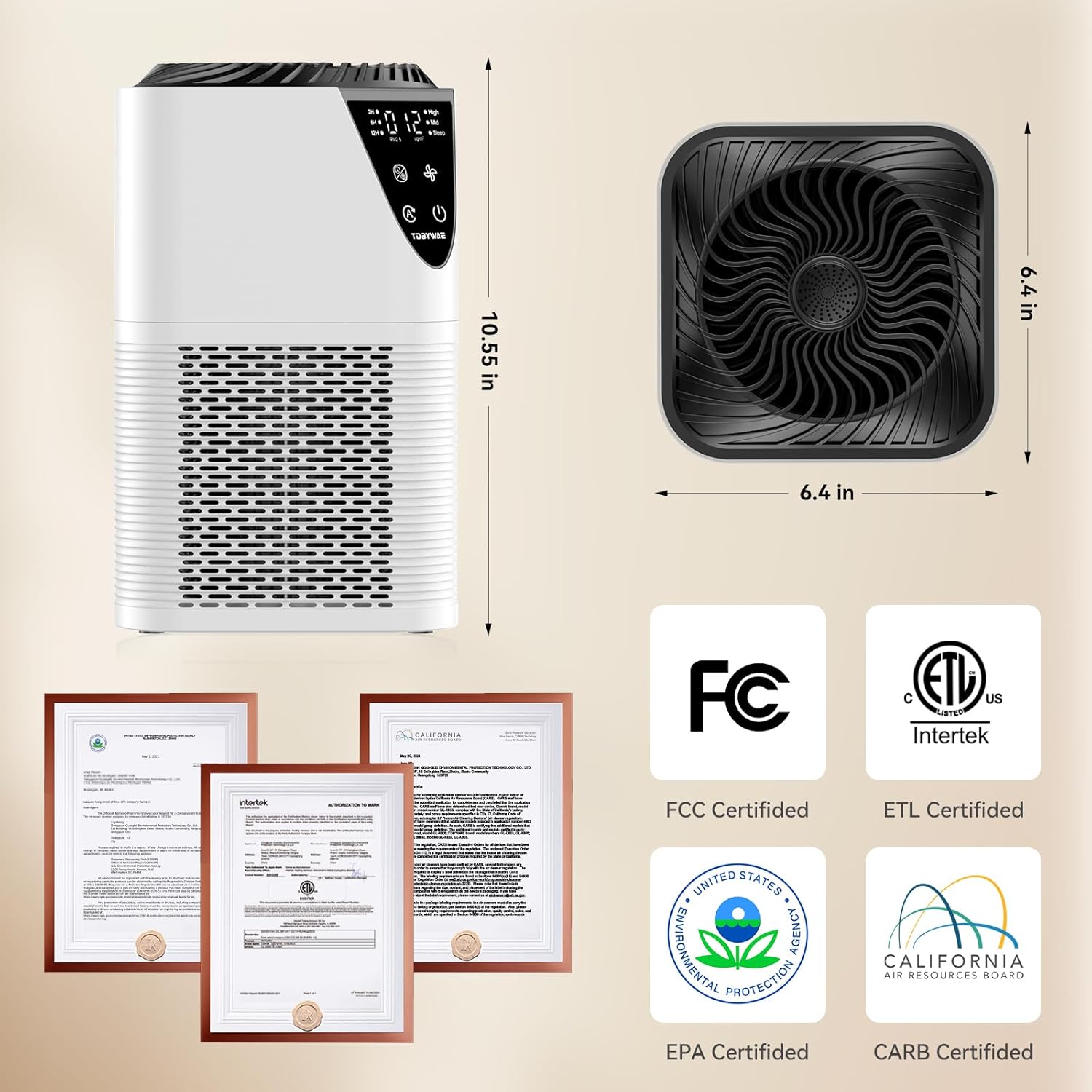 Air Purifiers for Home Large Room up to 1750 Sq Ft, H13 True HEPA Filter Air Purifiers for Bedroom, 25dB Quiet with Fragrance Diffuser for Home,Bedroom,Office (White)
