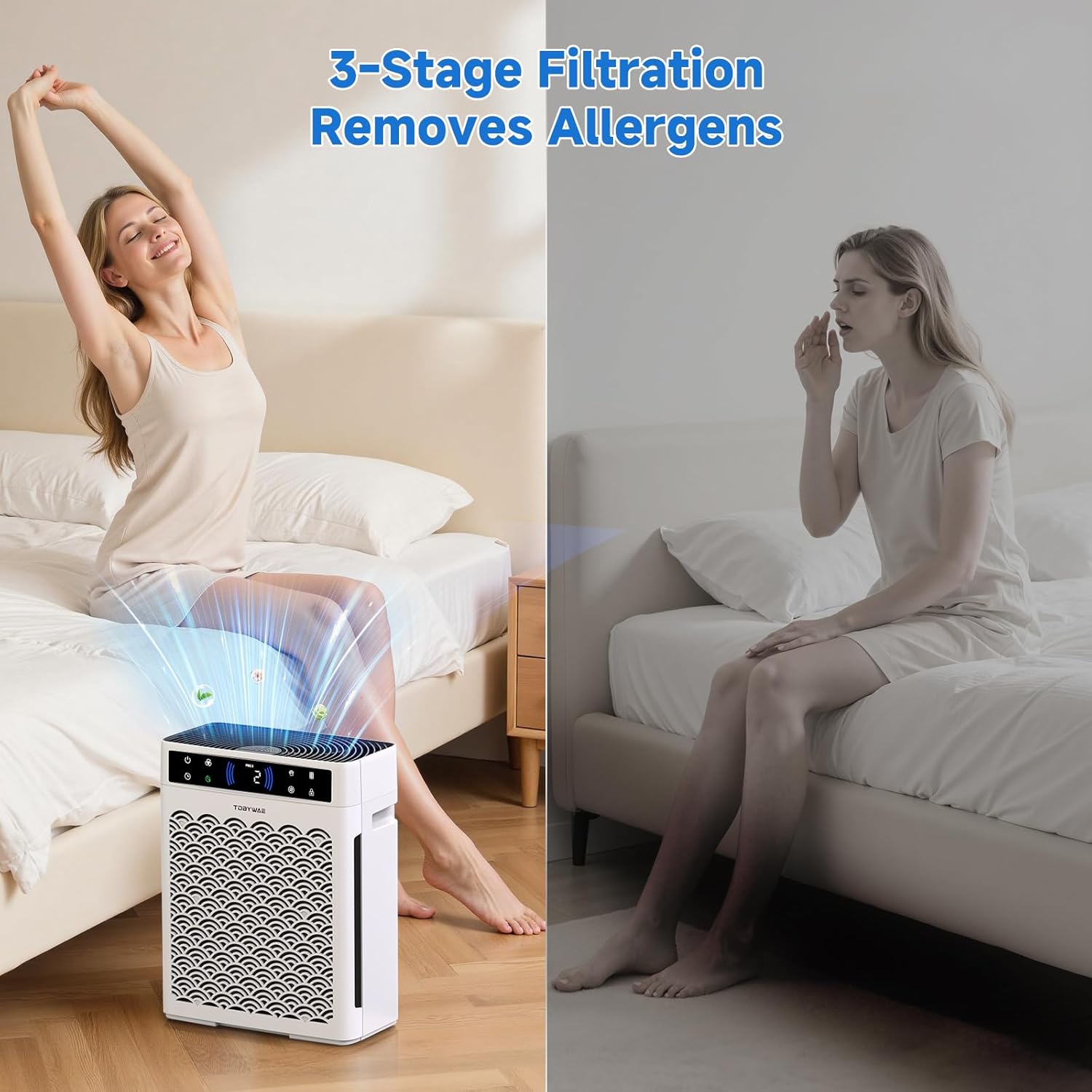 Air Purifiers for Home, Large Room up to 3000 Ft², HEPA Air Purifier for Home Pets with Filter, Air Quality Sensor, Timer, Air Cleaner for Bedroom, Dorm Room, Pet Hair, Office