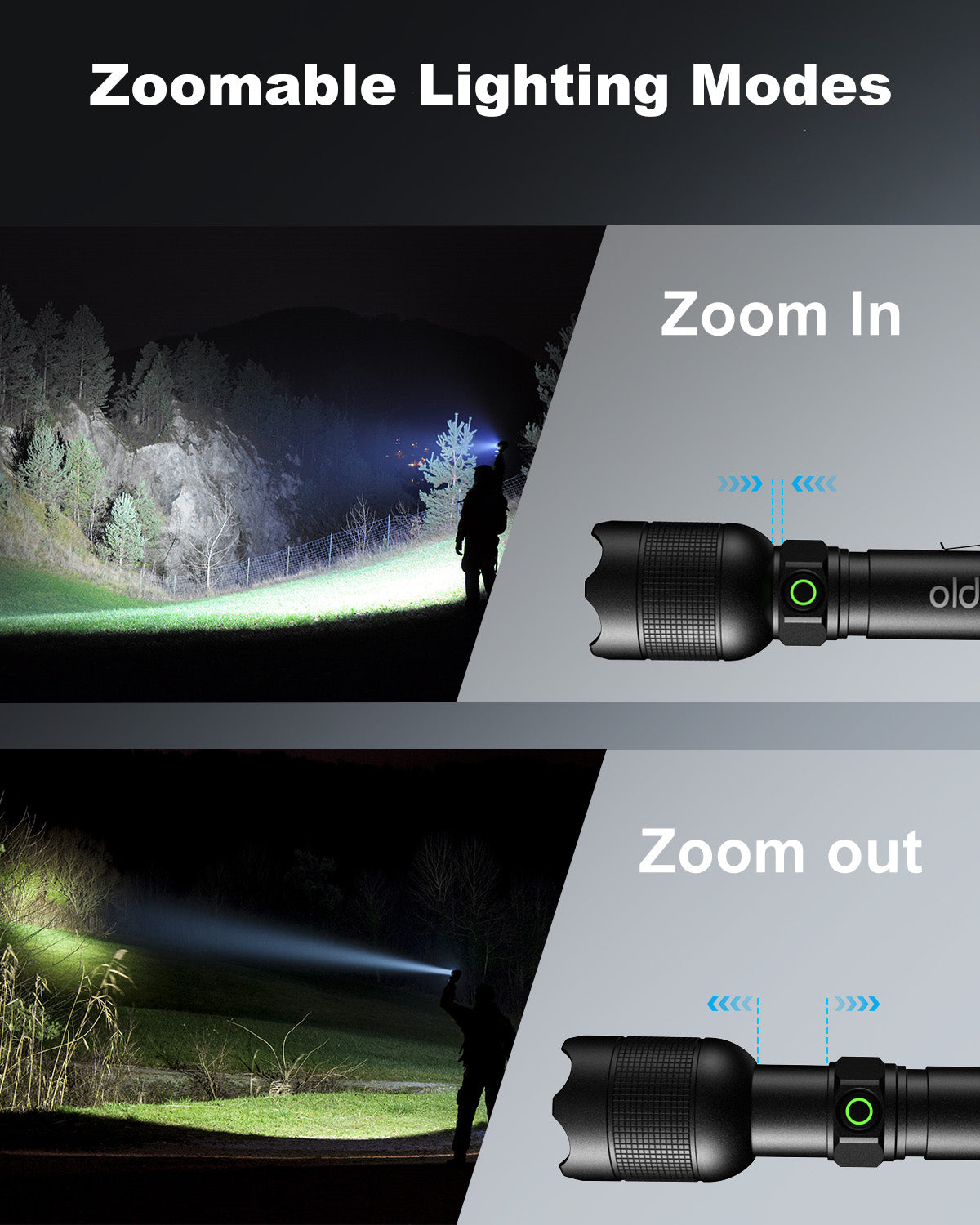 Oldtan Rechargeable Flashlights with High Lumens, Mini Metal Flashlights for Outdoor,2 Pack (Black)