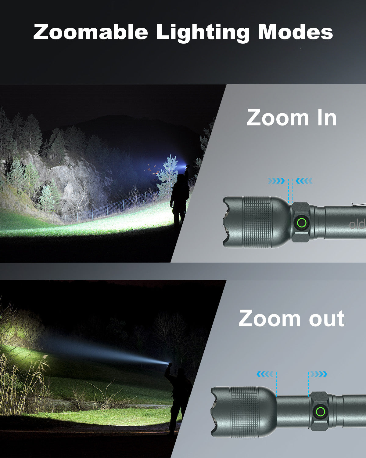 Oldtan Rechargeable Flashlights with High Lumens, Mini Metal Flashlights for Outdoor,2 Pack (Silver)