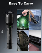 Oldtan Rechargeable Flashlights with High Lumens, Mini Metal Flashlights for Outdoor,2 Pack (Black)