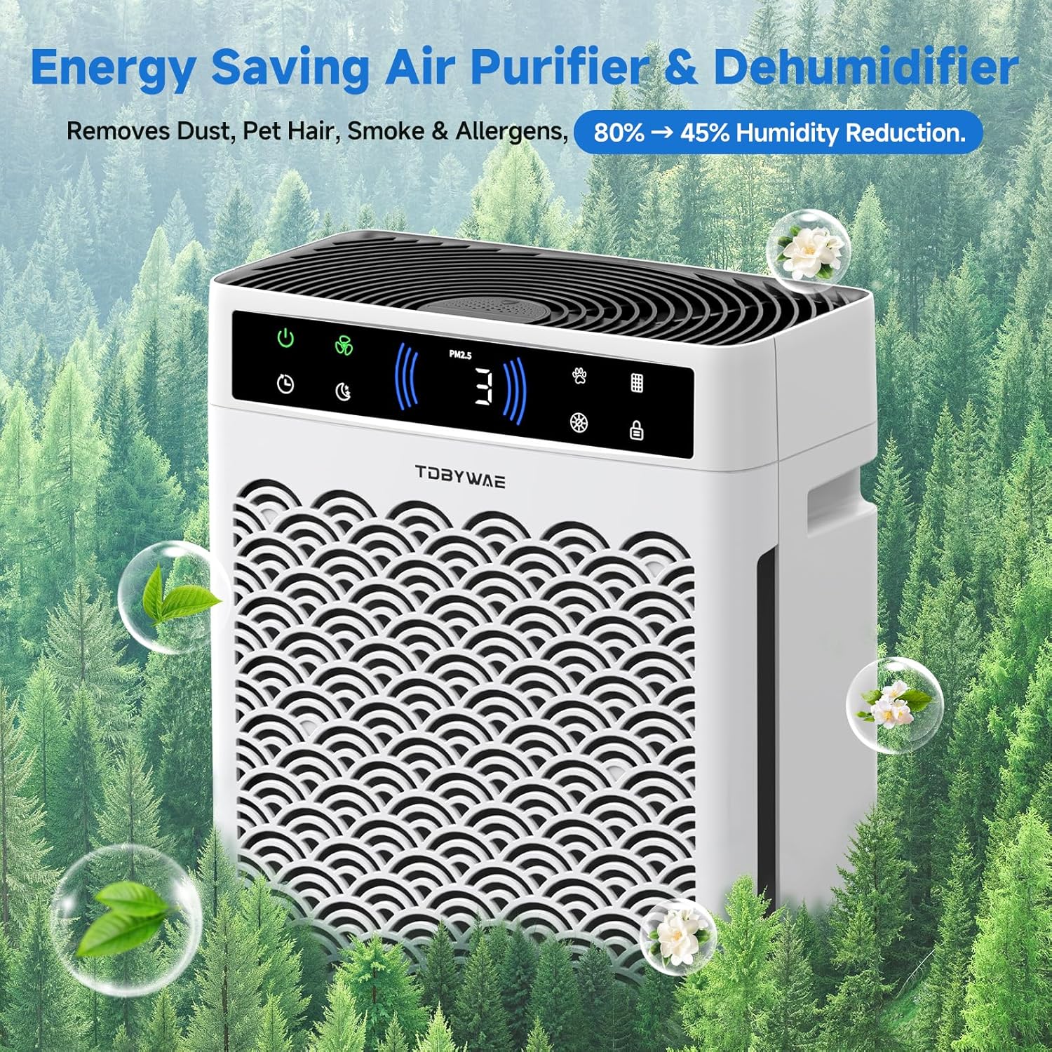Air Purifiers for Home, Large Room up to 3000 Ft², HEPA Air Purifier for Home Pets with Filter, Air Quality Sensor, Timer, Air Cleaner for Bedroom, Dorm Room, Pet Hair, Office