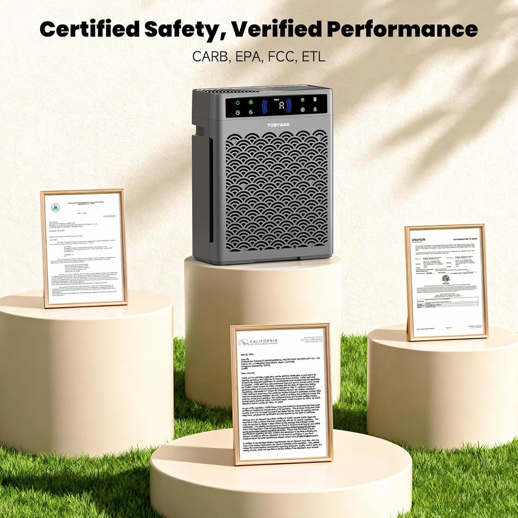 Air Purifiers for Home Large Room, Cover Up to 3000 Ft² with Air Quality Monitor and Timer, HEPA Filter Air Purifier for Bedroom with Fragrance, Air Cleaner for Dorm Room, Office - Grey