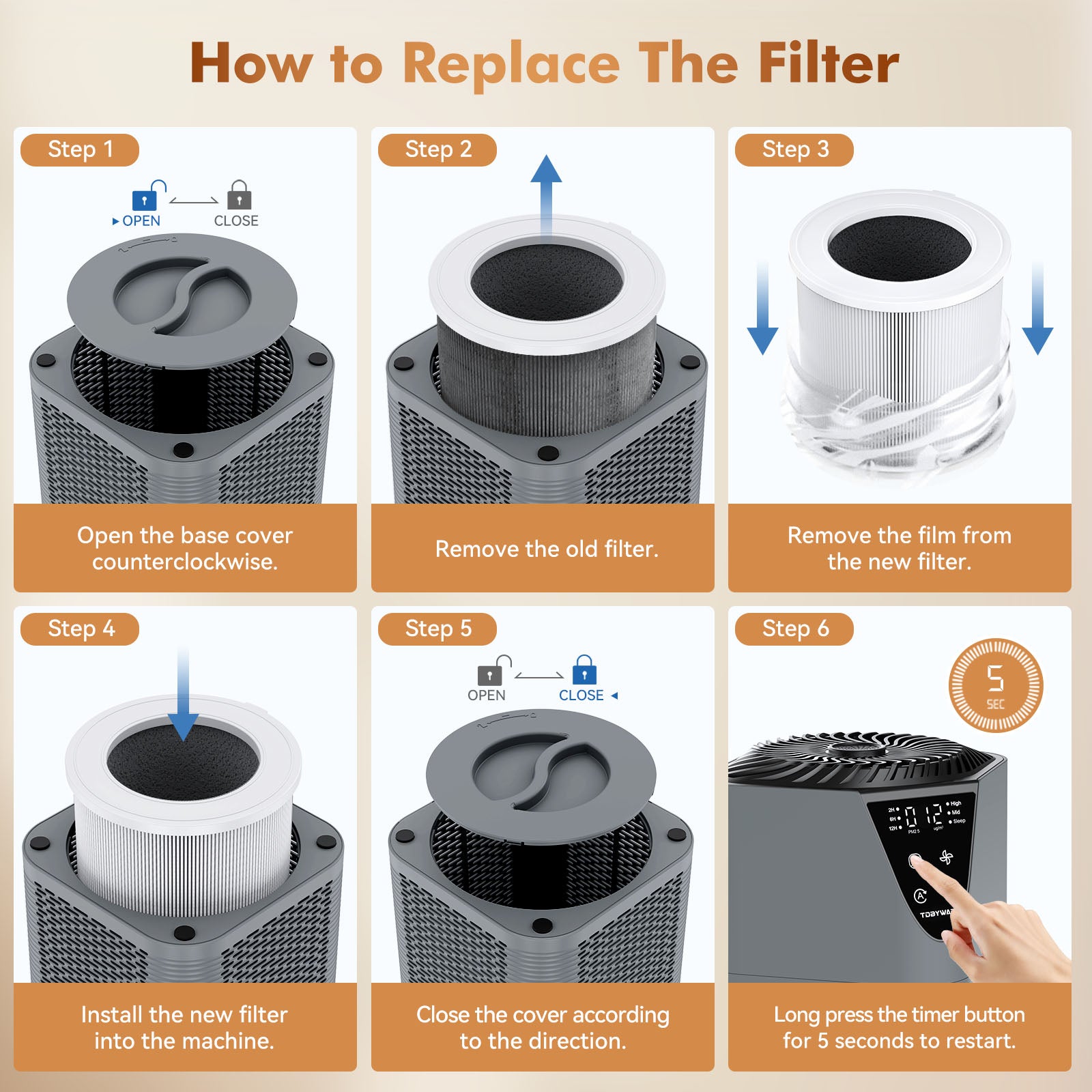 Air Purifiers for Home Large Room up to 1750 Sq Ft, H13 True HEPA Filter Air Purifiers for Bedroom, 25dB Quiet with Fragrance Diffuser for Home, Bedroom, Office (Gray)