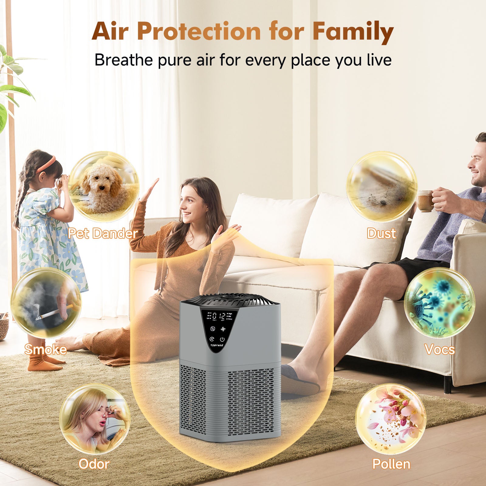 Air Purifiers for Home Large Room up to 1750 Sq Ft, H13 True HEPA Filter Air Purifiers for Bedroom, 25dB Quiet with Fragrance Diffuser for Home, Bedroom, Office (Gray)