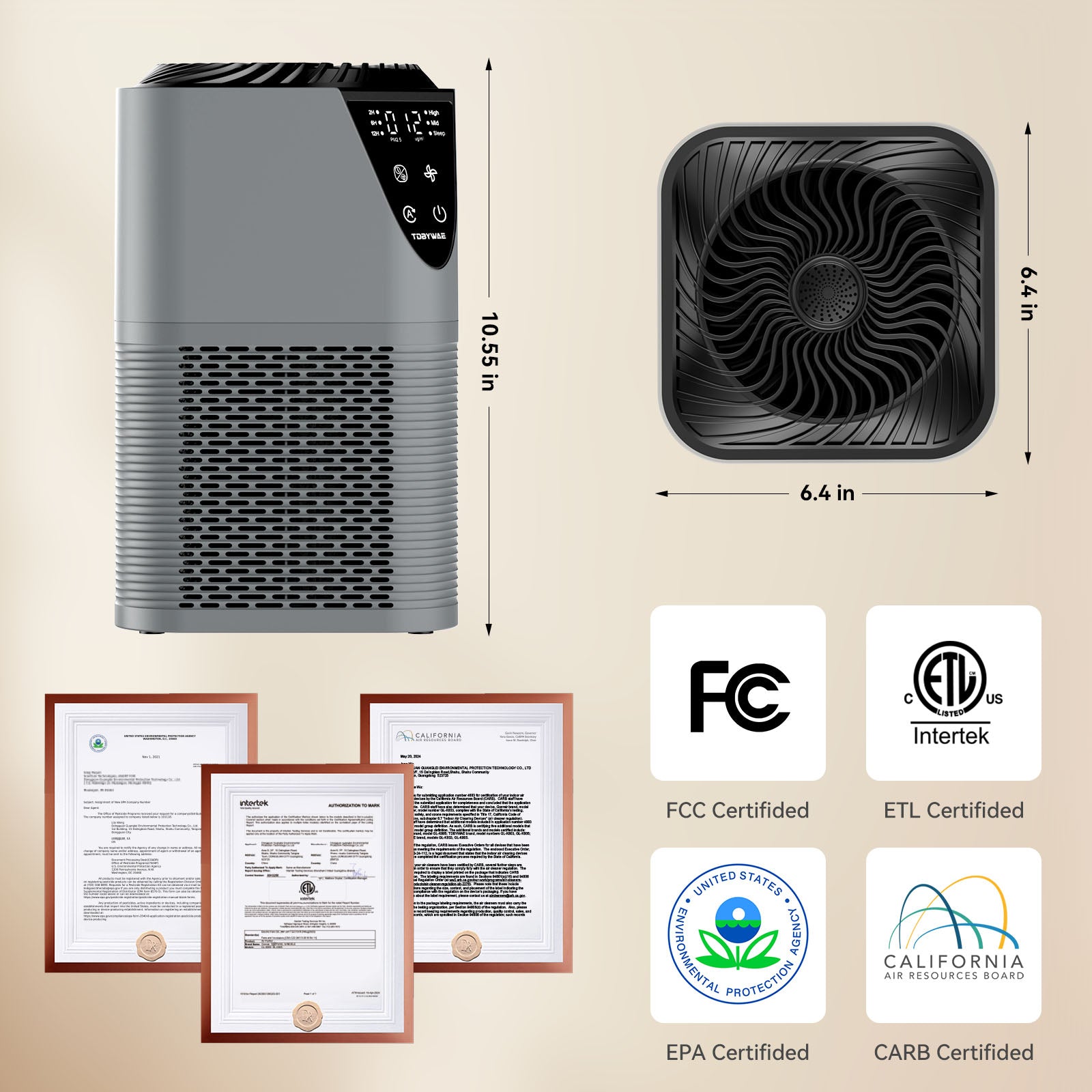 Air Purifiers for Home Large Room up to 1750 Sq Ft, H13 True HEPA Filter Air Purifiers for Bedroom, 25dB Quiet with Fragrance Diffuser for Home, Bedroom, Office (Gray)