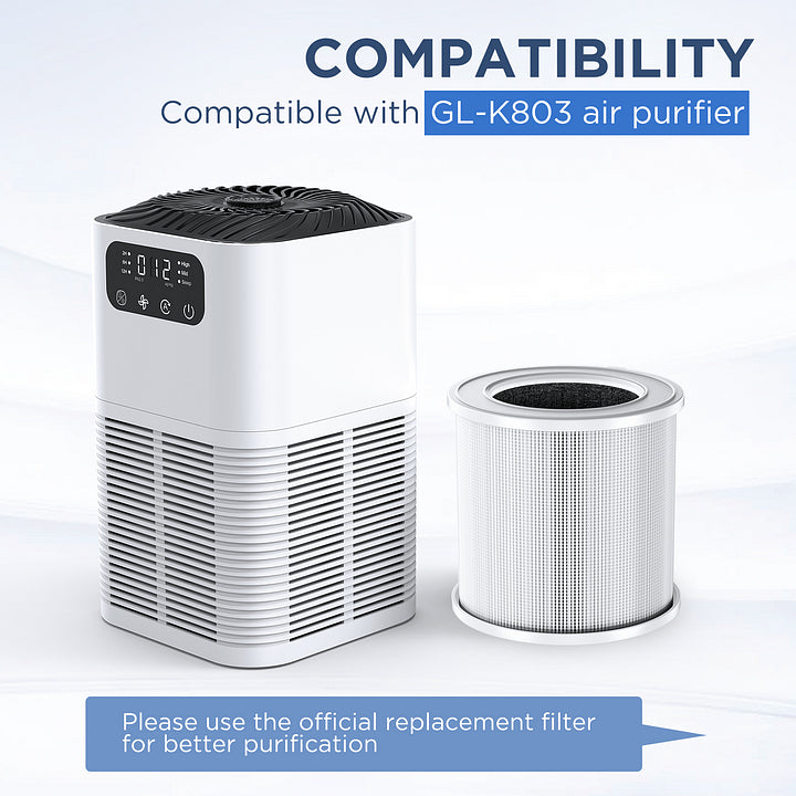 Original Filter Replacement for Air Purifier GL-K803, H13 True HEPA Air Cleaner Filter, 1*Piece